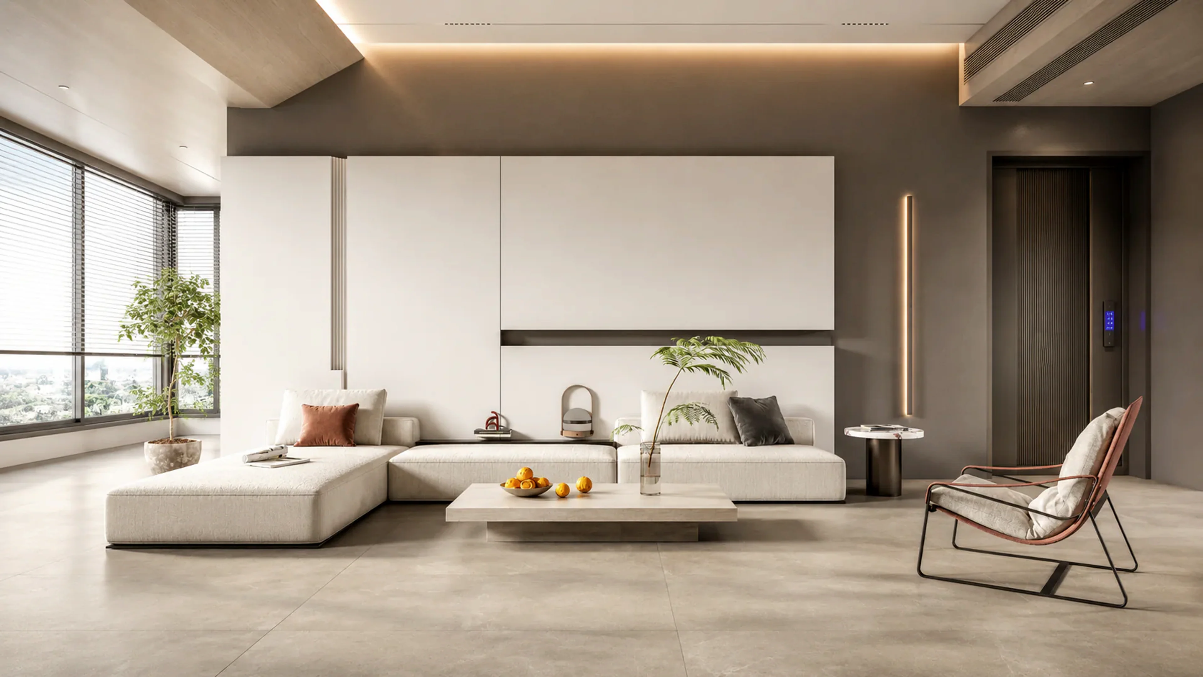 Refined contemporary living room designed by Desire Interiors